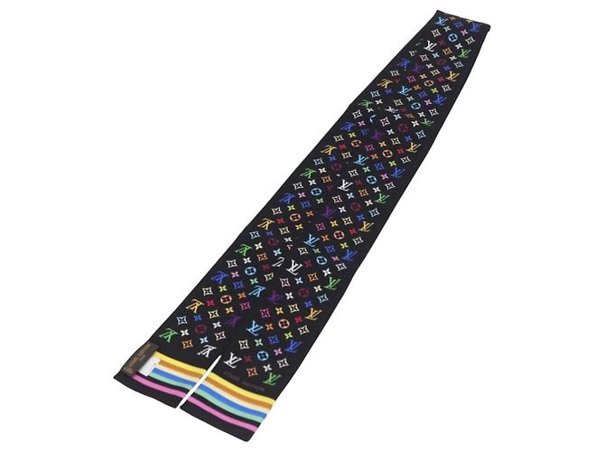 LOUIS VUITTON Bando Scarf Silk Multicolor M71992 LV Auth 197914M Multicolore