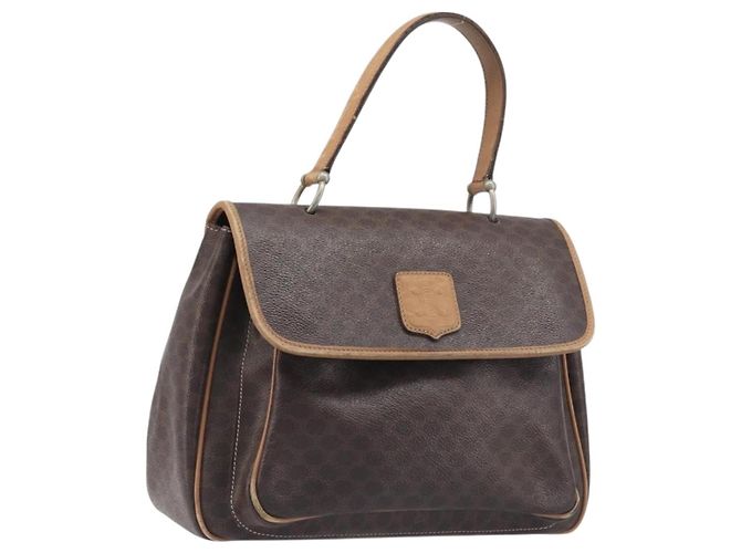 Céline CELINE Macadam Canvas Handtasche PVC Leather Brown Gold Auth 197642 Braun Golden