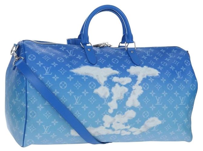 LOUIS VUITTON Monogram Crows Keepall Bandouliere 50 Blue M45428 Auth yk20850SAM Blanc Bleu