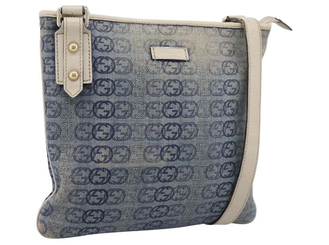 Borsa a tracolla GUCCI Interlocking G Denim Outlet Blue Gold 257246 Auth 200236 D'oro