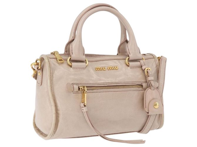 Miu Miu Handtasche Leder 2way Beige Gold Auth ka5835V Golden