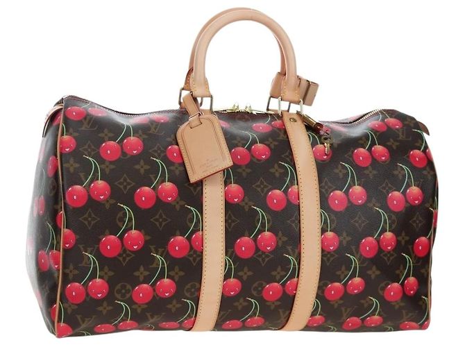 LOUIS VUITTON Monogram Cherry Keepall 45 Boston Bag M95011 LV Auth am12388SM Monograma