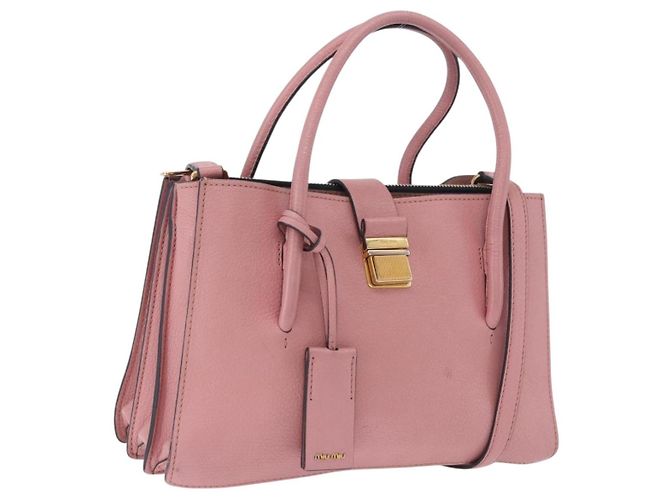 Bolsa de Mão Miu Miu em Couro 2way Rosa Ouro Auth 198705A Dourado