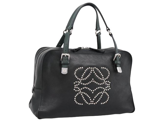 Bolsa de mão LOEWE em couro verde prata Auth yk20838V
