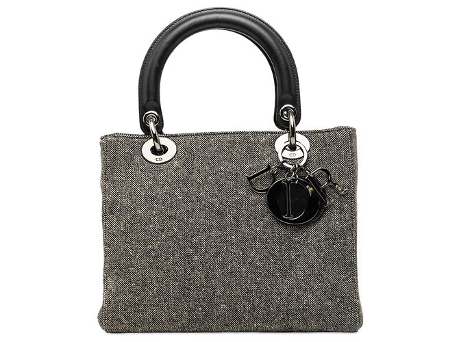 Borsa Lady Dior Medium in tweed grigio