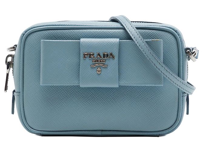 Prada Saffiano Fiocco Camera Bag Blue Blau