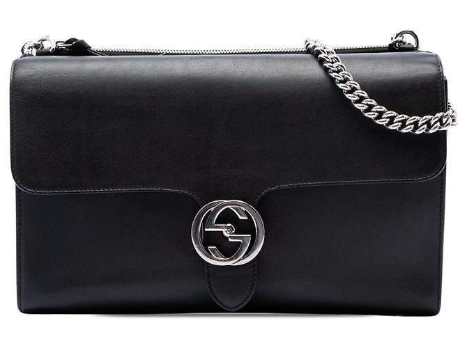 Sac crossbody Gucci Medium Leather Dollar Interlocking G noir