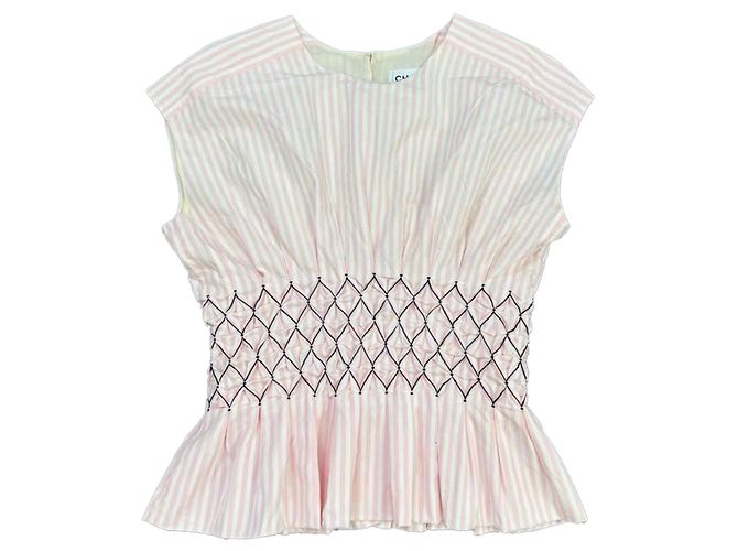 Top Chanel de algodón rosa talla 38