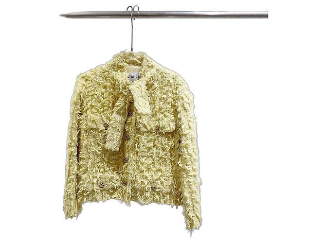 Veste Chanel en tweed jaune taille 38 Multicolore