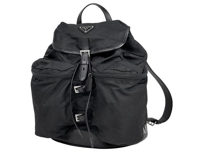 Sac à dos Prada avec plaque logo Noir