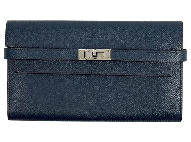 Hermès Cartera bi-fold Hermes Kelly Long en azul