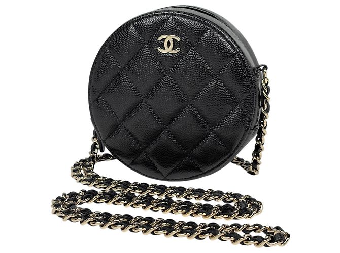 Borsa a tracolla Chanel Coco Mark Round Chain Nero