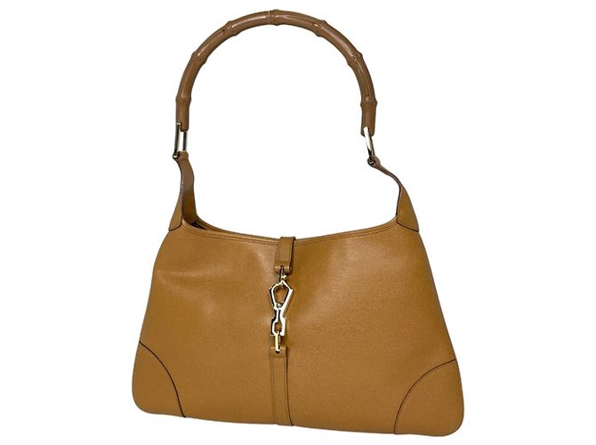 Bolsa de Ombro em Couro Gucci Bamboo Marrom
