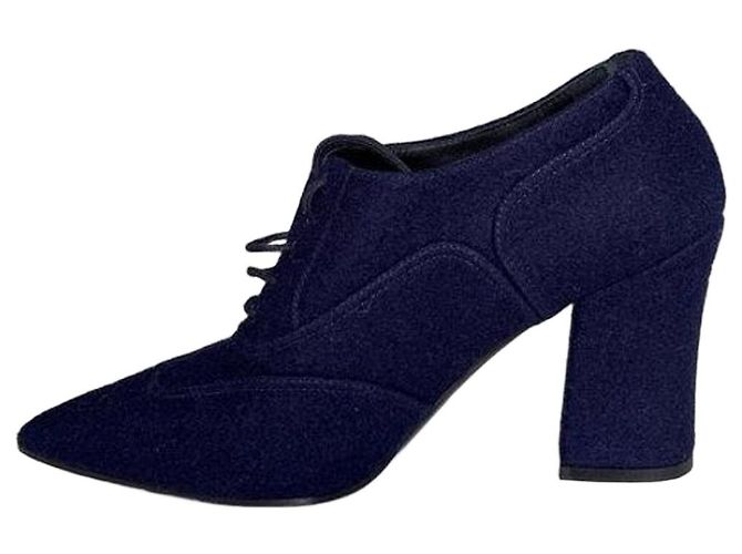 Stivaletti stringati in tessuto blu Chanel - EU 38 Usato