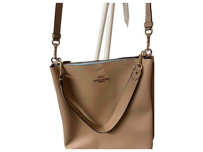 Coach Bolso Saco de Piel Granulada Beige