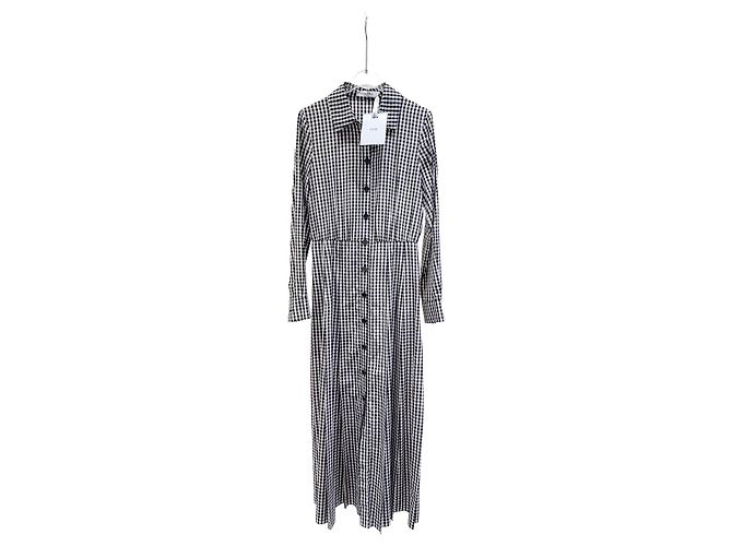 Vestido longo Dior de seda xadrez Multicor