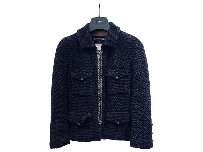 Chanel Black Tweed Jacket Size 34 Multiple colors