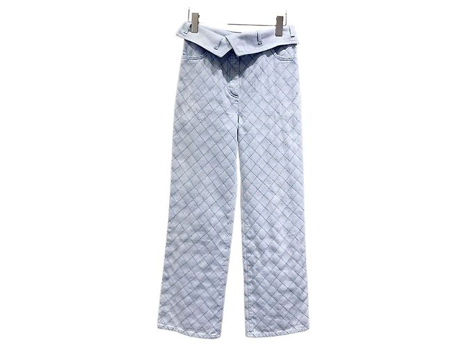 Pantalones Chanel Azules de Algodón Acolchados Multicolor