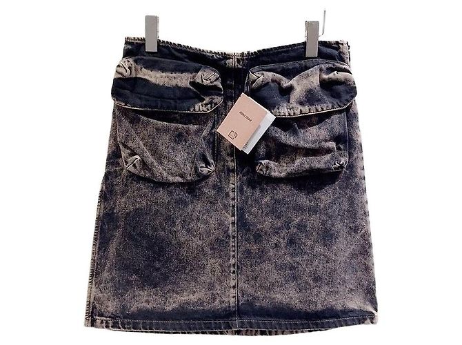 Gonna in denim grigio Miu Miu Multicolore