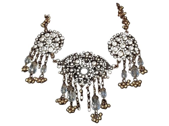 Zuhair Murad x Mango Statement-Halskette mit Kristall- und Perlenbesatz Silber Golden