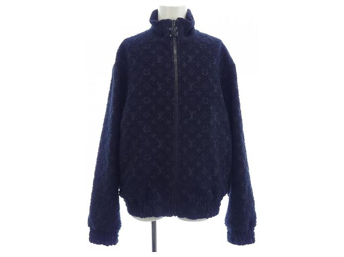 Blouson in lana bouclé Monogram Louis Vuitton Blu Blu navy