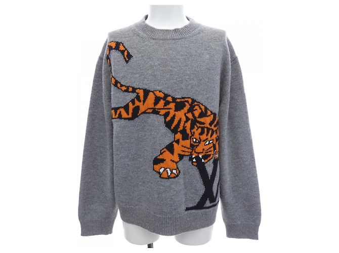 Maille en laine Louis Vuitton avec intarsia tigre Marron
