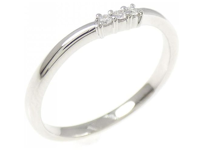 Autre Marque Pt900 Platinring mit drei Diamanten Silber