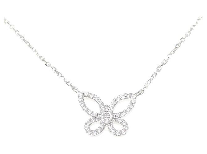 Autre Marque Collar Graff Mini Butterfly Silhouette en oro blanco 750 y diamantes Plata