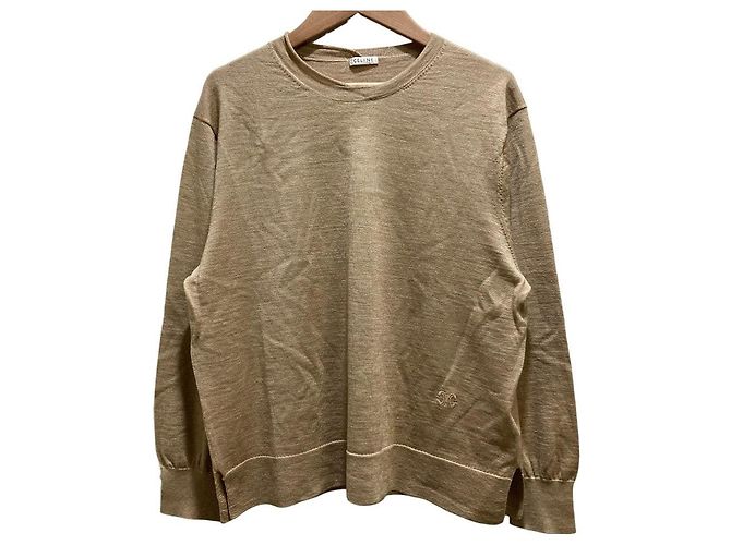 16 Céline Top de malha de lã e seda Celine Bege