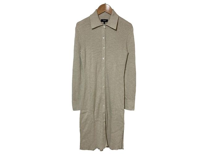 Theory FINE SLUB RIB Strickkleid Beige