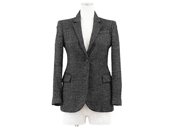 Casaco ajustado Gucci em tweed de lã e seda Preto Branco