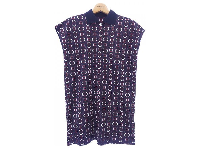 Hermès Vestido de malha Hermes CANOE Azul Azul marinho