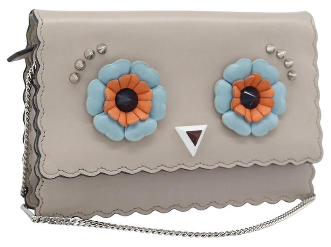 FENDI Chain Shoulder Wallet Leather Pink Silver 8M0346