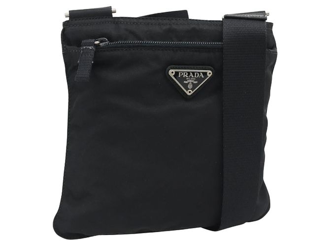 PRADA Shoulder Bag Nylon Black Silver