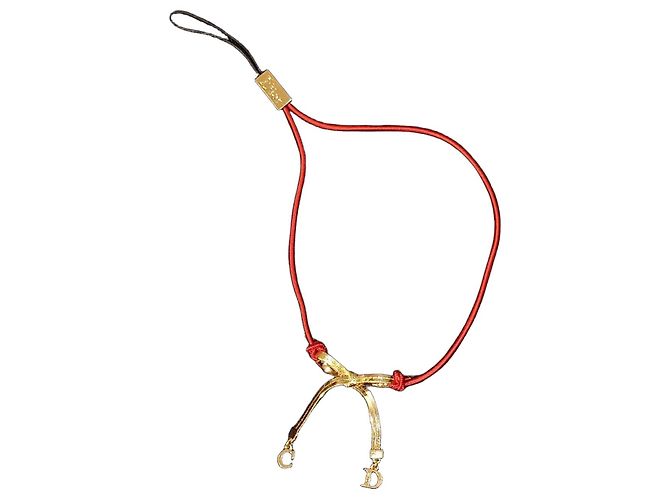 Dior Charm-Armband mit roter Kordel Golden