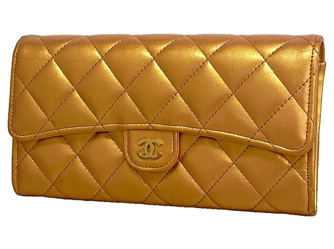 Chanel Lange Geldbörse Metallic-Orange