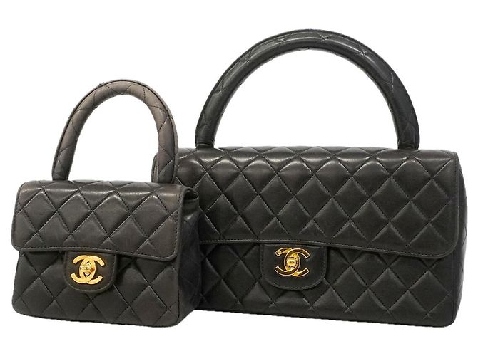 Borsa Chanel in pelle d'agnello matelassé nera Nero
