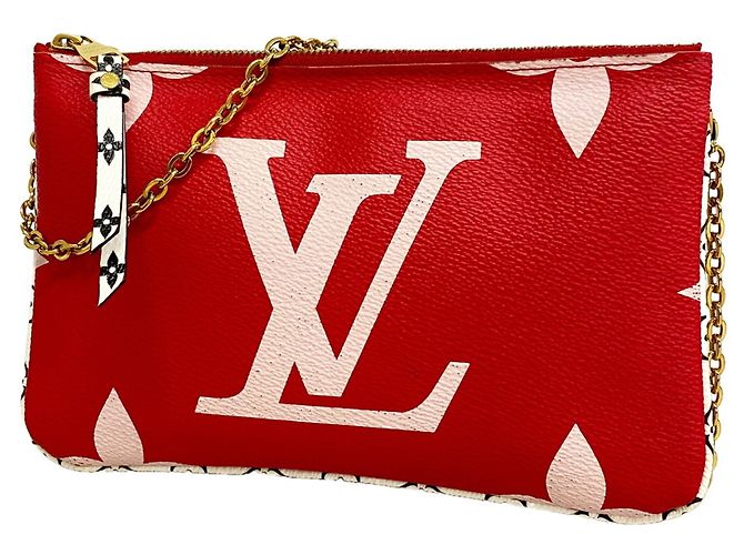 Borsa a tracolla Louis Vuitton Monogram Giant Pochette Double Zip Rosa Rosso