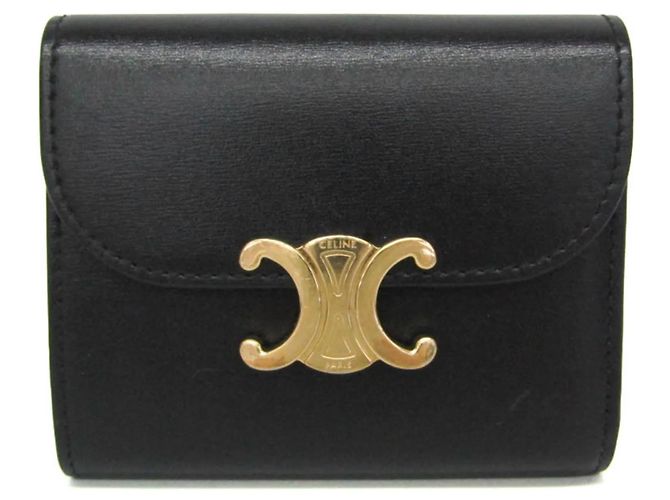 Céline Cartera de solapa Small Triomphe Celine Negro