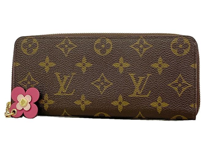 Cartera larga Louis Vuitton Monogram Flower Charm Castaño Rosa