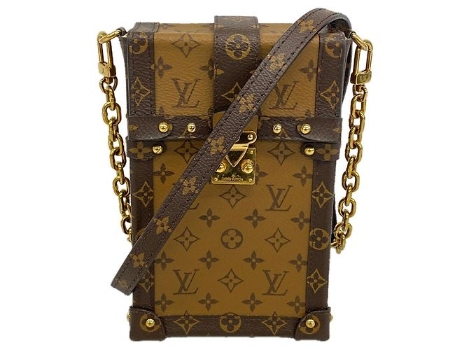 Bolso de hombro Louis Vuitton Monogram Reverse Pochette Trunk Vertical Castaño