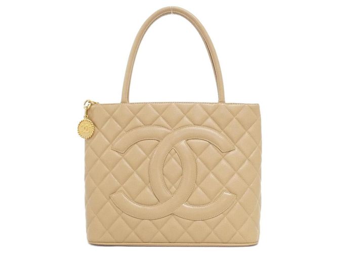 Bolsa Chanel 1804 Bege em pele de vitela granulada