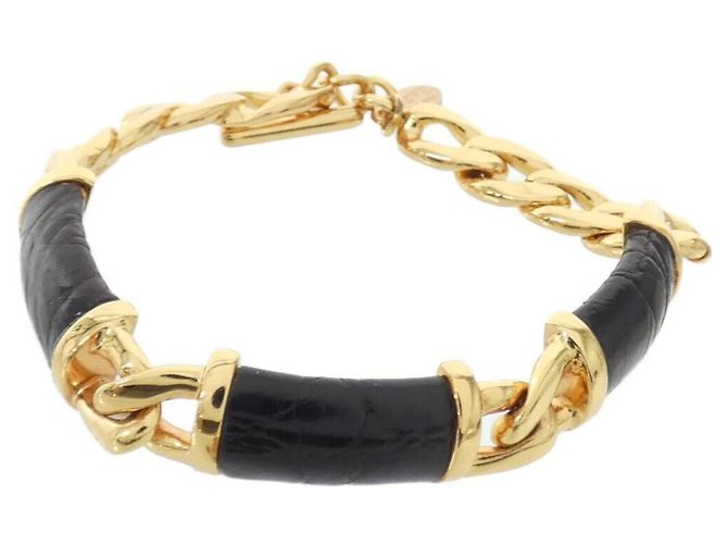 Bracciale con ciondolo in pelle nera Loewe Nero