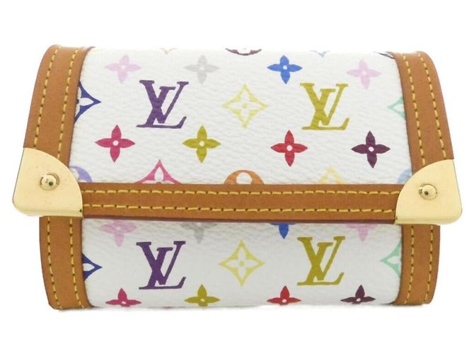 Louis Vuitton Multicolor Porte Monnaie Plat Coin Case White Multiple colors
