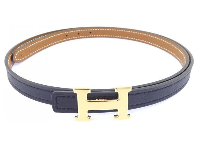 Hermès Cinto Hermes Mini H 13mm Marrom Preto