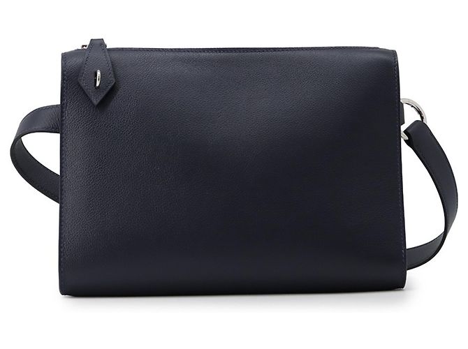 Hermès Volotto Blue Navy in pelle Evergrain, clutch e borsa a tracolla Blu navy