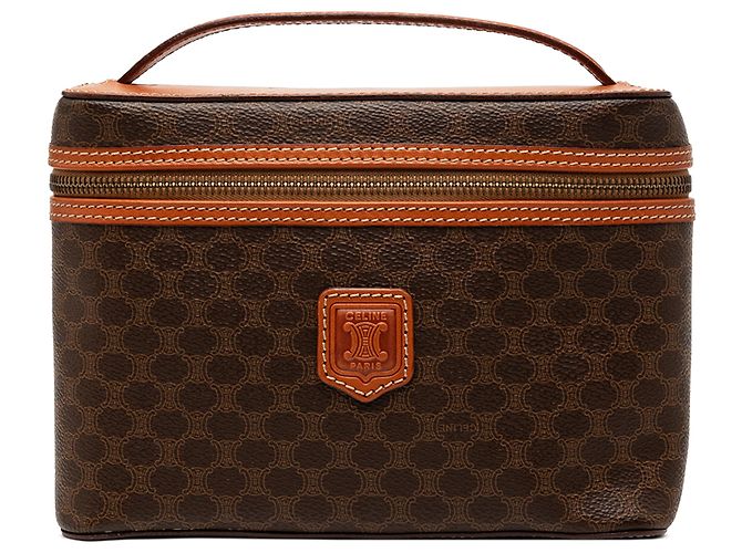 Céline Necessaire Celine Brown Macadam Coated Canvas Marrone
