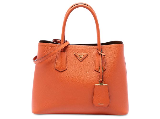 Sac à main Prada Orange Medium Saffiano Cuir à double anse