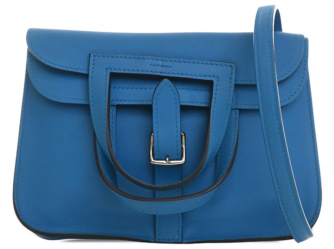 Hermès Blue Mini Swift Halzan 22 Bleu