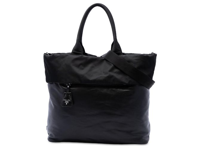 Borsa reversibile Prada in Tessuto e Nappa nera Nero